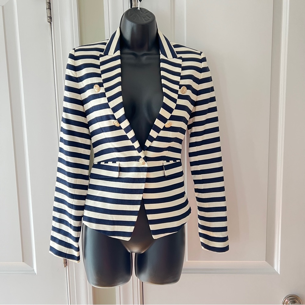 Mango suit xxs blue and white striped blazer
